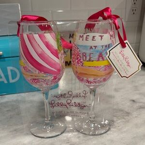 Lilly Pulitzer Colorful Beach Acrylic Wine Glasses NWT